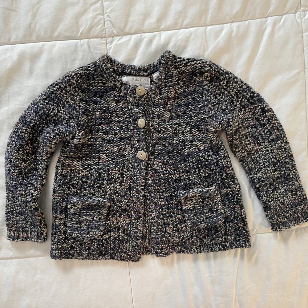 Zara Baby Knitwear Blue Marled Cardigan Size 12-18M